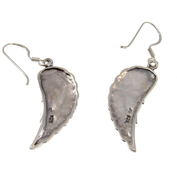 Handcrafted Solid 925 Sterling Silver Angel Wing Drop Dangle Hook Earrings - Picture 5 of 5